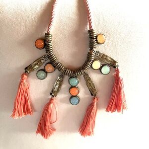 Bohemian Tassel Necklace with Multicolor Accents